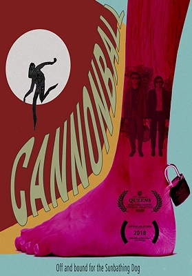 Colorful movie poster for "Cannonball" featuring a silhouette against a moon, large text, and film festival laurels.