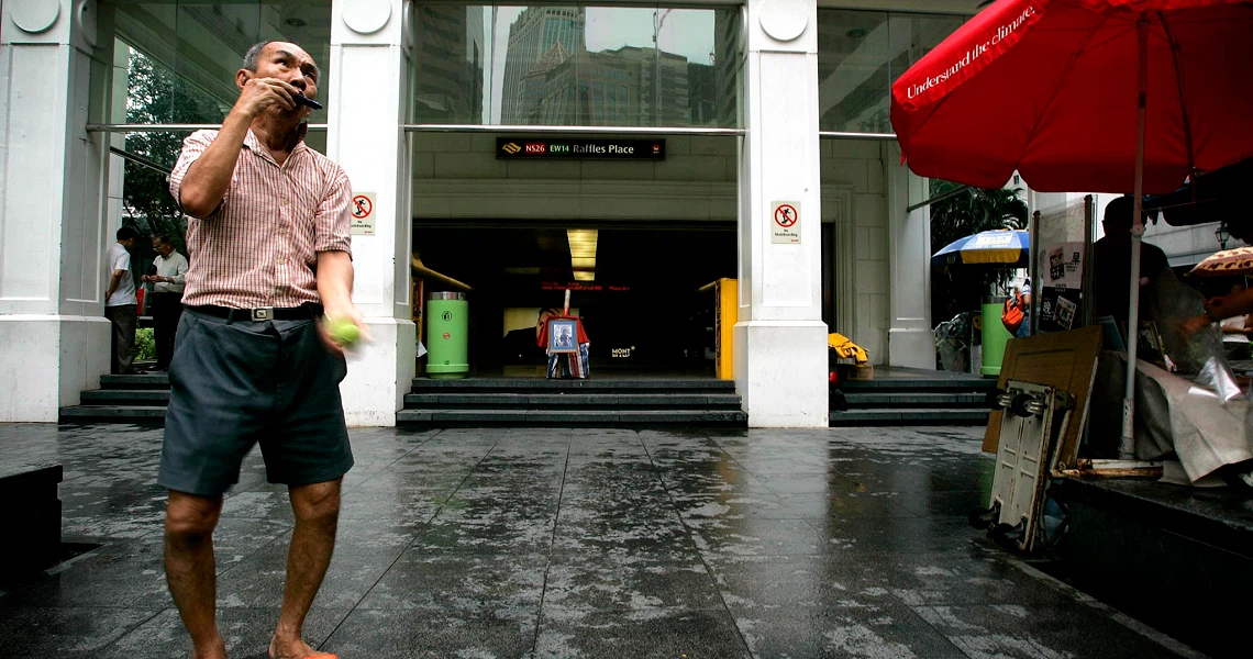 A scene from the Singaporean documentary film 'Singapore GaGa', showcasing everyday life and local characters in the city-state.