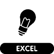 Excel icon with a lightbulb 